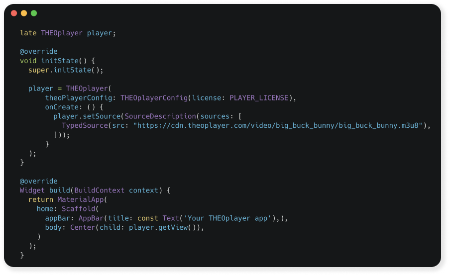 Flutter code block Flutter code block
